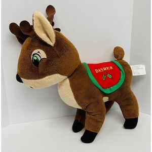 Kellytoy Dasher Reindeer 12" Brown Red Holiday Christmas Stuffed Animal Plush